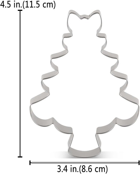 LILIAO Christmas Tree with Bow Cookie Cutter, 3.4 x 4.5 inches, Stainless Steel
