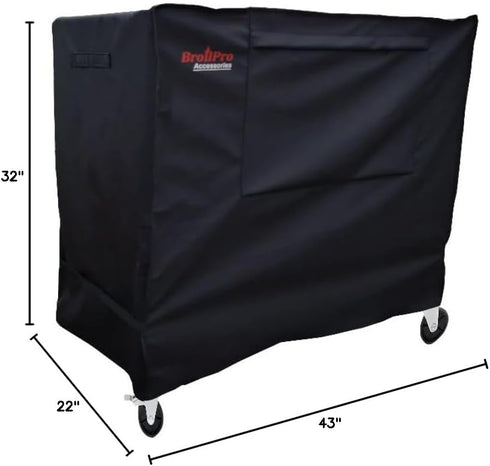 BroilPro Accessories 80-100 43L 22W 32H inch-Black Waterproof Qt Rolling Cooler Cart Cover Fits Most Patio Ice Chest