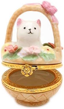 Cosmos 738-66 Fine Porcelain Cat and Dog Hinged Box, Set of 2, Yellow, 2-3/8-Inch