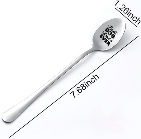 Dad Spoon Gifts from Daughter Son, Funny Best Dog Dad Ever Spoon for Doggy Dad Birthday Father's Day Gift for Dad Father Engraved Stainless Steel Spoon for Dog Lovers Coffee Tea Spoon for Dog Dad Gift