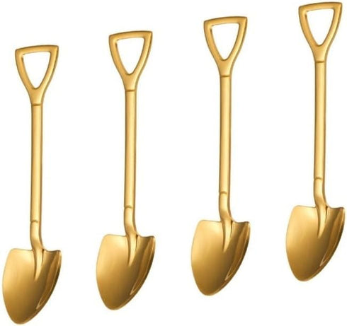 4 Pack Shovel Shape Espresso Spoons, 4.7 Inches Stainless Steel Mini Coffee Spoons for Dessert and Party Supplies