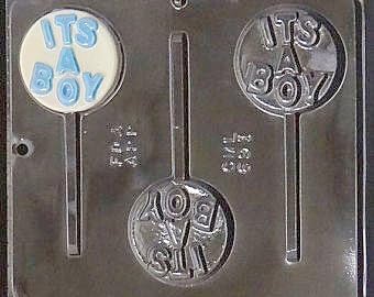 It's A Boy Lollipop Chocolate Candy Mold for Baby Shower 691 Gender Reveal