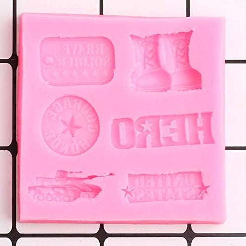 Soldier Hero Army Tank Silicone Mold - DIY Gum Paste Jelly Shots Crystal Desserts Soap Mould - Cupcake Cake Topper