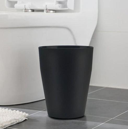 Feisco 2-Pack Small Round Trash Can, Plastic Wastebasket for Bathroom, Bedroom, Kitchen, Office (Black)