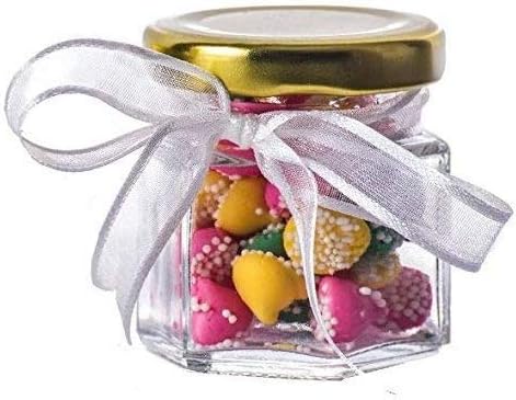 Woaiwo-q 25Pack1.5oz Honey Jars,Mini Honey Jars With Dipper,Hexagon Glass Jar with Gold Lids,Glass Jar with Labels