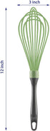 Dishwasher Safe Whisk, Professional Non-Scratch Stainless Steel & Silicone Whisk, 12-Inch, Green