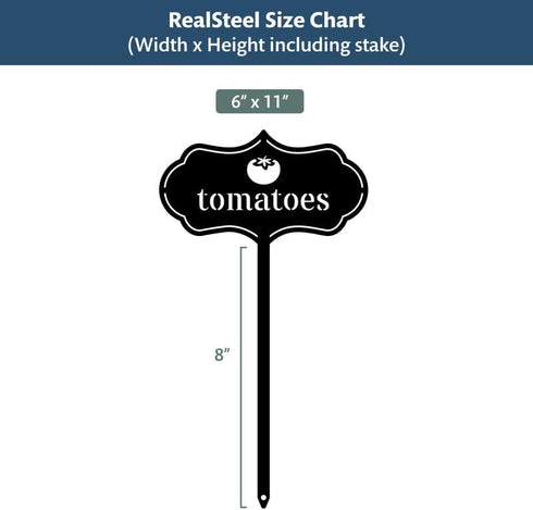 RealSteel Metal Seed & Plant Markers Elegant Indoor & Outdoor Garden Stakes Durable Herb, Vegetable & Fruit Plant