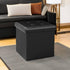 12.6"X12.6"X12.6" B FSOBEIIALEO Folding Storage Ottoman Cube Footrest Faux Leather for Living Room Seat Chest Black