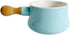 Cabilock Non-Stick Ceramic Mini Saucepan, Wooden Handle, 380ML Butter Warmer Frying Pan for Soup