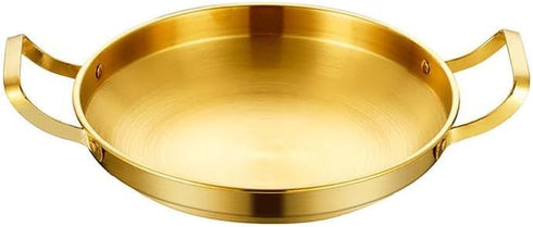 Gold Paella Pan, Stainless Steel Food Serving Skillet, 8.6 inch (22cm)