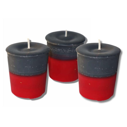 PROTECTION BLEND Palo Santo Sandalwood Scent Red Black Votive Candle for Protection, Mini Spell Candles, Strong Scented