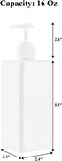 Okllen 12 Pack 16 Oz Plastic Pump Bottles, Empty Refillable Container Liquid Soap Dispenser for Shampoo, Lotion, Cleaning Products, Kitchen, Bathroom, White Square by Okllen