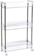 Chris.W Slim Storage Cart, 3 Tier with Wheels, Clear Bathroom Organizer for Kitchen, Laundry, Office, 5.2" W