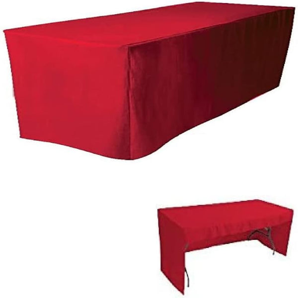 BEEKAY 1 Pc 4 Feet Red Fitted Open Back Rectangular 3 Sided Table