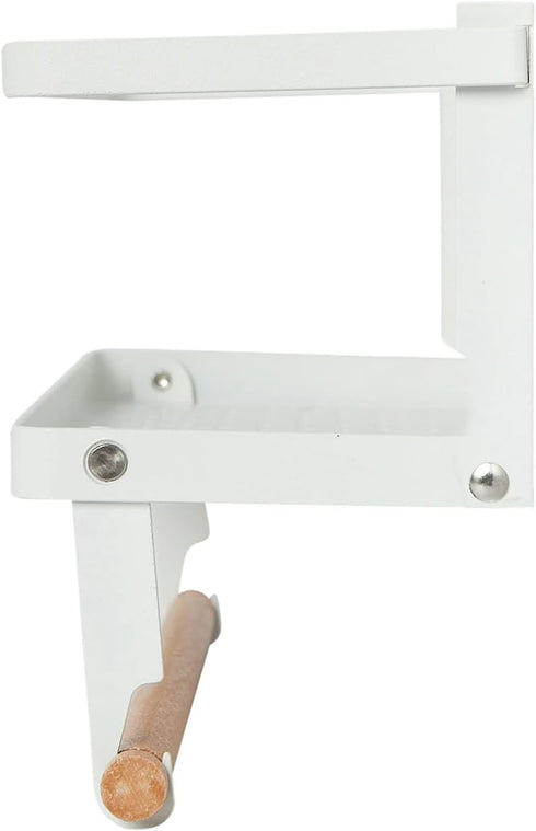 Household Essentials Metal Magnetic Spice Rack with Paper Towel Holder, White