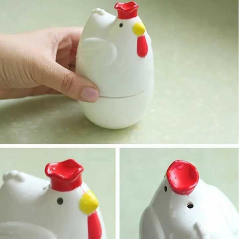 Chicken Shaped Microwave Egg Boiler for Perfectly Cooked Eggs in Minutes, Microwave Egg Cooker, White