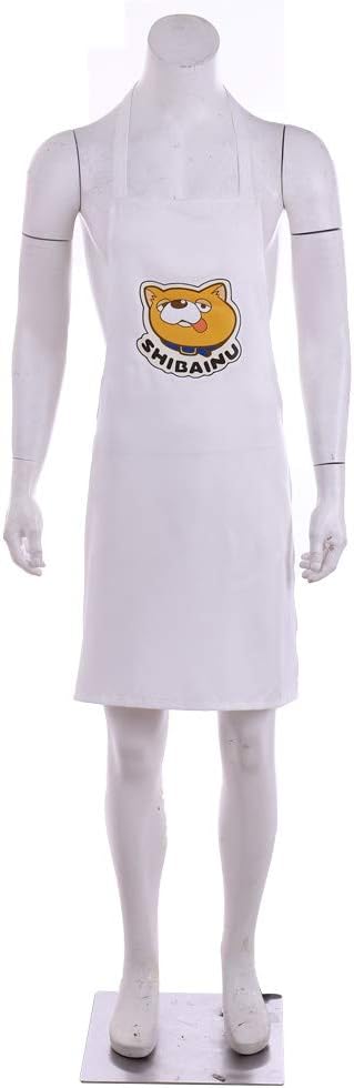 WOSHOW White Apron, Printed Japanese Anime Gokushufudo Cartoon Cooking Apron Cosplay Costume