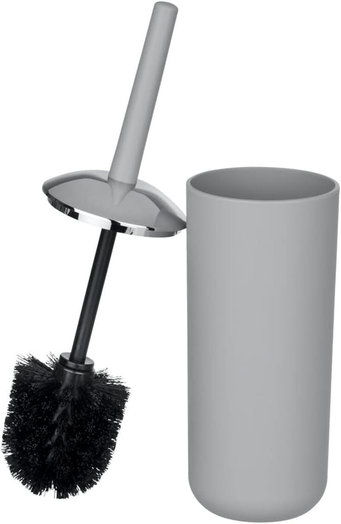 Brasil Toilet Brush with Holder - Plastic Toilet Bowl Cleaner Brush, Grey, Dimensions 3.9 x 3.9 x 14.6 in
