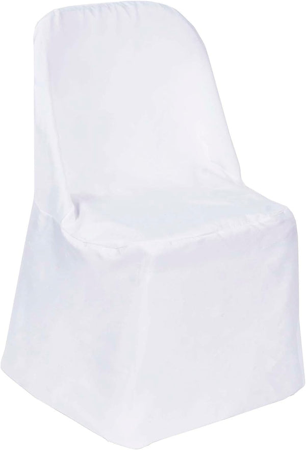 TABLECLOTHSFACTORY White Folding Chair Cover-Flat-Pack of 5