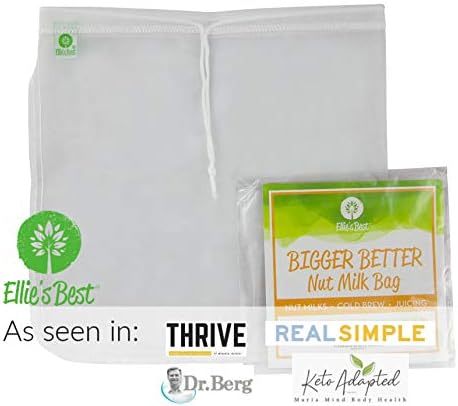 Ellie's Best Pro Quality Nut Milk Bag - 12"X12" Commercial Grade, Reusable Almond Milk Bag