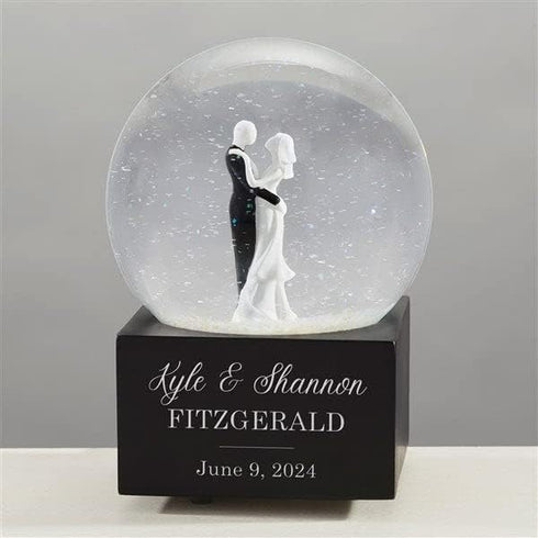 Personalization Universe Personalized Wedding Couple Musical Snow Globe - Engraved Names & Message, Plays Wedding March