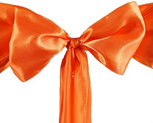 25pcs 6 x106 TABLECLOTHSFACTORY Orange Satin Chair Sashes Tie Bows Catering Wedding Party Decorations
