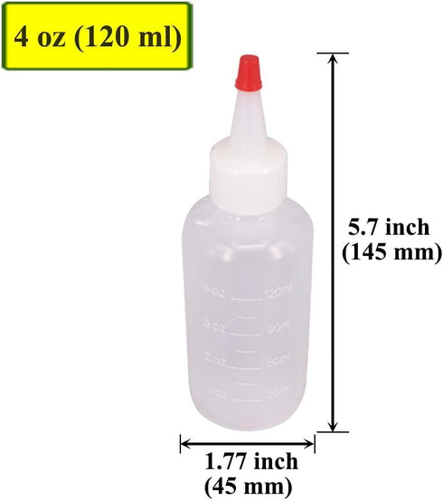 12 Pack Empty 4-Ounce Plastic Squeeze Bottles with Red Tip Caps, Multipurpose Squirt Bottle for Various Uses