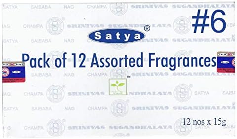 Satya Bangalore (BNG) Set of 12 Incense Sticks, Variety Pack: Nag Champa, Red Champa, Black Champa, and More