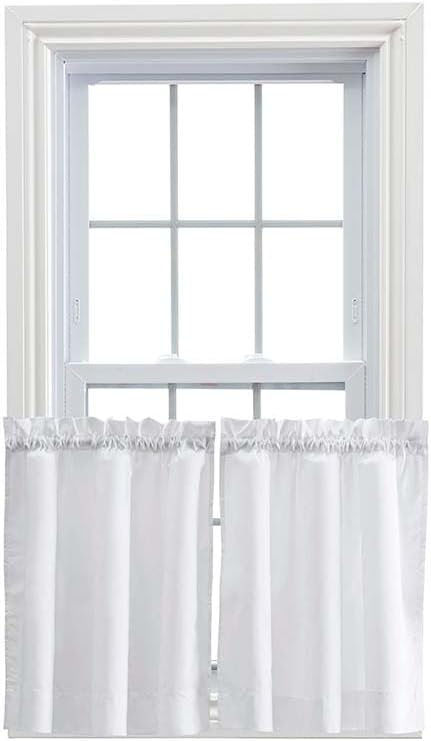 Ellis Curtain Stacey Sheer Tailored Tier Pair Curtains, 56-by-30 Inch, White, 56x30