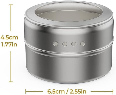 Set 8 2 Wall-Plates,100 Stickers,2 3 oz Vetacsion of Magnetic Spice Tins with Metal Preprinted Seasoning Label Styles