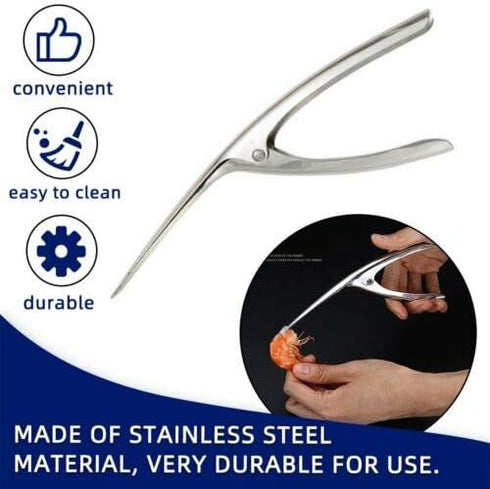 ELEDUCTMON 2-in-1 Shrimp Deveiner Tool with Ergonomic Handle - Seafood Peeler Knife for Kitchen, BBQ - Dishwasher Safe