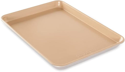 Nordic Ware Aluminum Nonstick Jelly Roll Baking Sheet, 15.125 x 10.625, Rustproof Aluminium Tray, Gold