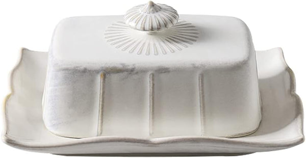 Porcelain Butter Dish with Lid for Countertop, Farmhouse Butter Holder Container with