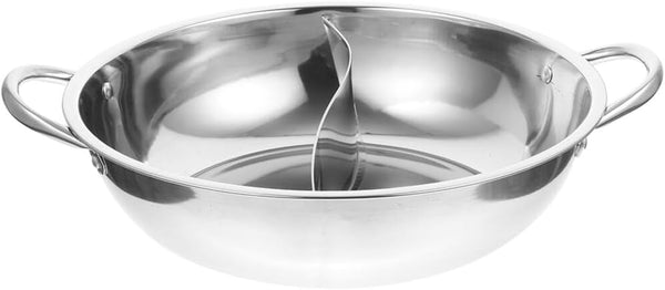 PACKOVE Double Flavor Hot Pot, Divided Stainless Steel Soup Pot, Dual Sided Shabu Shabu Pot for Home