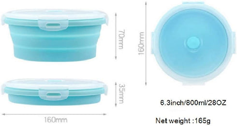 3Pack Collapsible Silicone Food Storage Containers with Lid 40OZ Foldable Lunch Bowl for Microwave Freezer Dishwasher Safe 800ml