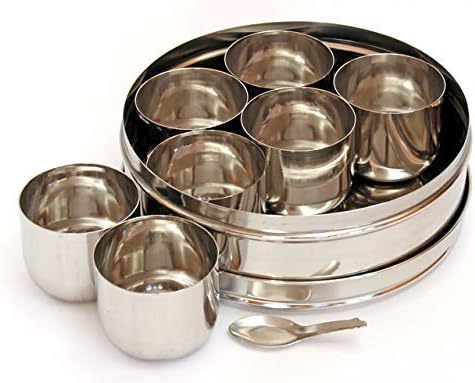 Stainless Steel Masala Dabba Spice Box, 7 Compartment Indian Spice Storage Container