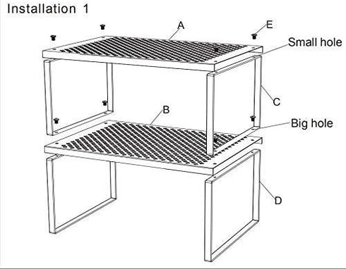 NEX Kitchen Shelf Organizer - Set of 2 Cabinet Shelf Organizer Spice Rack, Stackable Metal, Silver