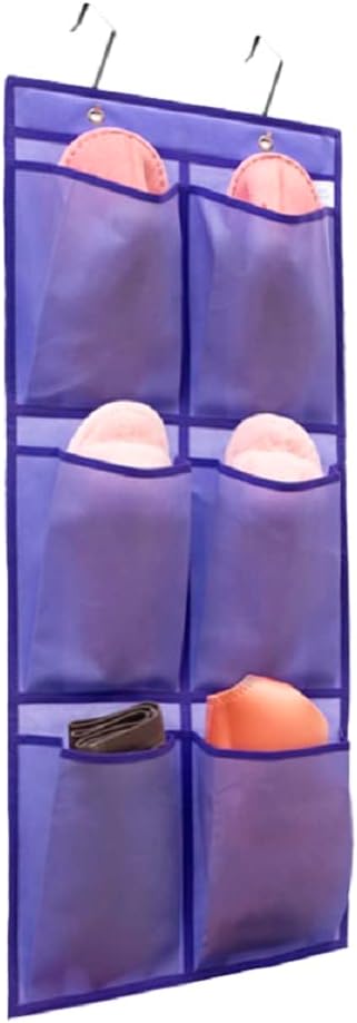 Over The Narrow Door Shoe Organizer Hanging 6 Large Fabric Pockets Back