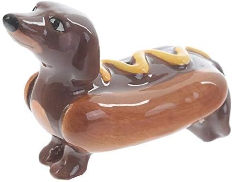Sausage Dog in a Bun & Mustard Fast Food Ceramic Salt & Pepper Set