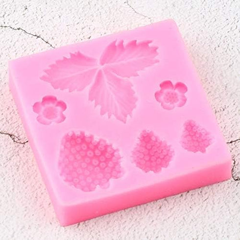 1 3D Pc Strawberry and Flowers Silicone Mold for DIY Chocolate Gum Paste Handmade Ice Cream Crystal Cupcake Cake Topper