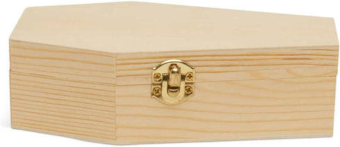 Woodpeckers Halloween Coffin Treat Boxes, Pack of 2, 6 Inch Wood Coffins for Crafts and Party Treats