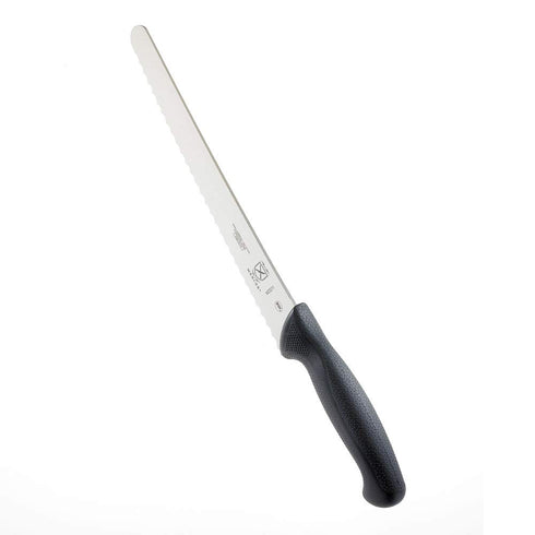 Mercer Culinary M23211 Millennia Black Handle Bread Knife, 10-Inch Left Handed Wavy Edge Wide