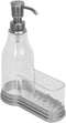 Home Basics Plastic Soap Dispenser with Fixed Sponge Holder and Brushed Steel Top, Chrome