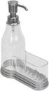 Home Basics Plastic Soap Dispenser with Fixed Sponge Holder and Brushed Steel Top, Chrome