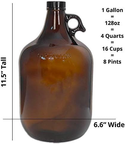 1 Gallon (128oz) Amber Glass Jug with 38mm Cap