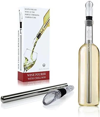 Iceless Wine Chiller Stick, 3-in-1 Stainless Steel Wine Bottle Cooler Stick with Aerator and Pourer