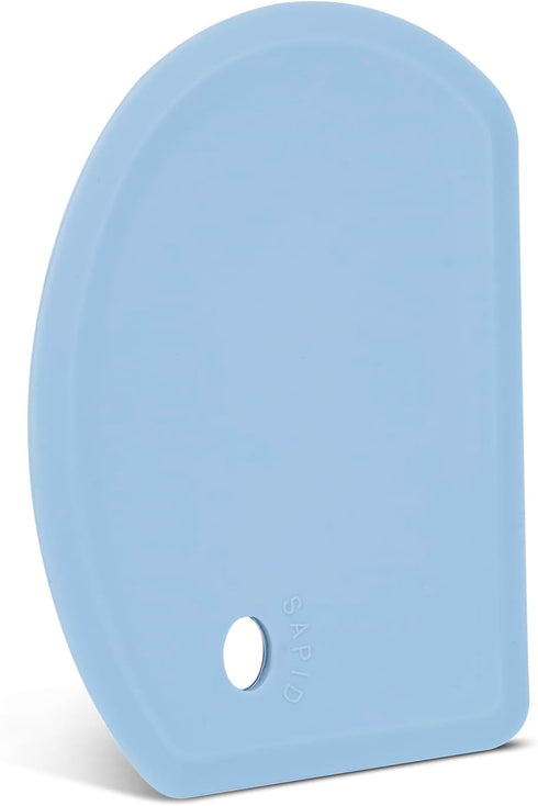 Silicone Dough Scraper with Stainless Steel Sheet, Flexible Bowl Scraper for Baking, 5.98" × 4.3", Blue
