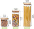 LEAVES AND TREES Y Stackable Kitchen Canisters Set, Pack of 5 Clear Glass Food Storage Jars with Bamboo Lid