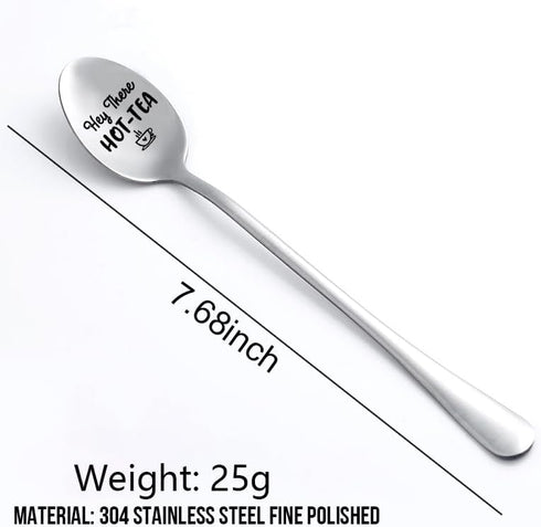 Tea Spoon Gift for Tea Lovers Best Friend Christmas Birthday Gifts for Daughter Son Couples Valentines Day Gift for Him Her Friend Engraved Spoons Gifts for Friends Hey There Hot Tea Spoons
