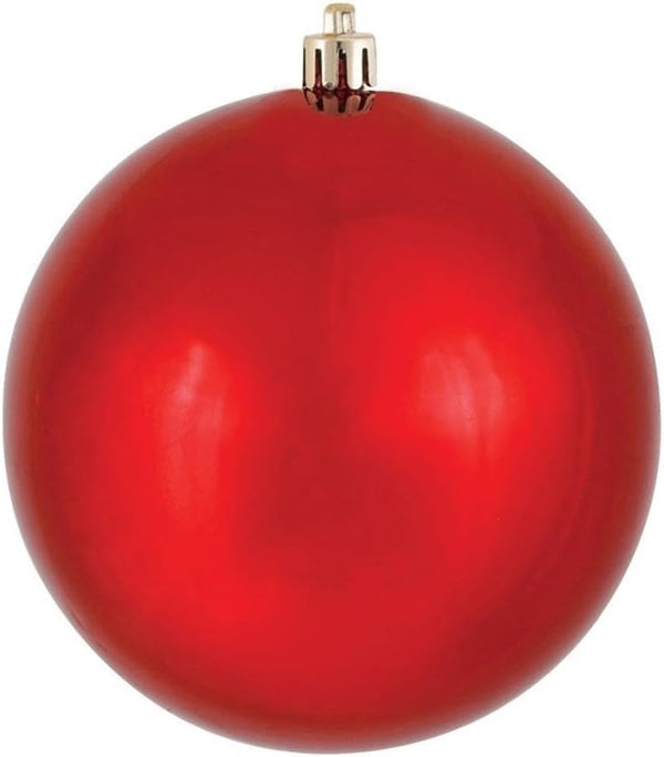Vickerman 4" Red Shiny Ball, UV Drilled, 6 per Bag